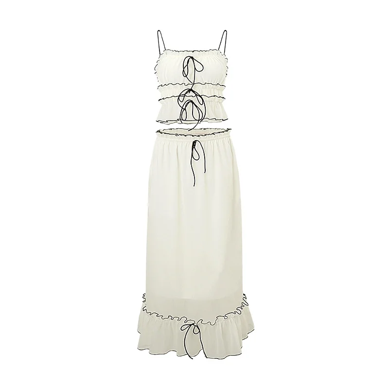 Pongl Pongl Summer New Fashion French Sexy Holiday Top Top Slim Temperament Dress Suit