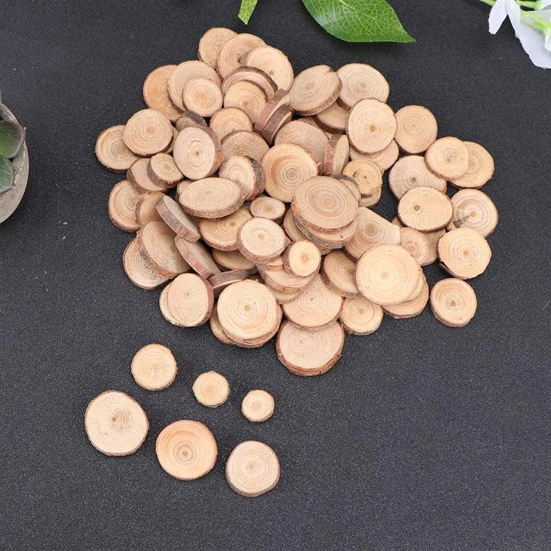 100pcs 1-4.5cm Natural Pine Round Wood Log Slices Discs For DIY Crafts Wedding Party Painting Decor Home Wall Decorative A35