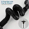 3In1 Bathroom Sink Drain Kit Flexible P-Trap Drain Pipe Replacement with Pop Up Stopper Expandable Flexible Downspout Pipe Anti Odor Filter Water Pipes