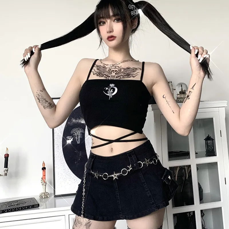 Churchf Churchf Wind Spring / Summer 2024 New Sexy Back Print Strap Vest Female Ins Top Women