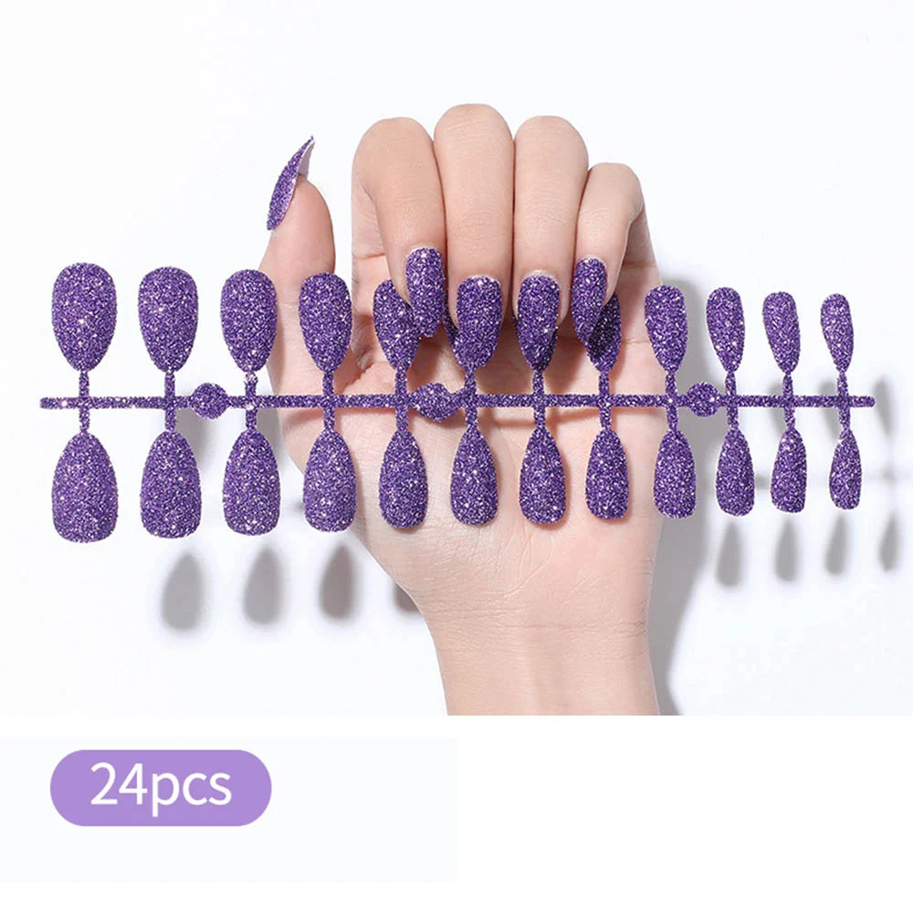 Free shipping fake nails Nail Art Decorations 24pcs Fake Nails Solid Color Frosted Matte Full Cover новогодние накладные ногти-Nail Inspo