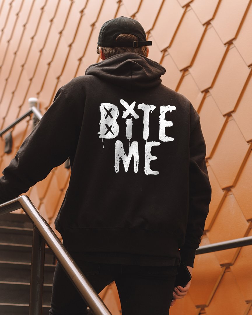 BITE ME Print Casual Hoodie - Krazyskull