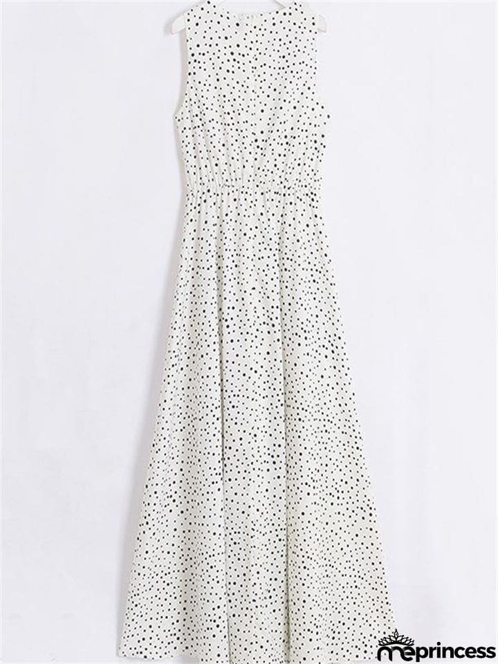 Bohemian V Neck Polka Dot Desert Flowy Dress for Women