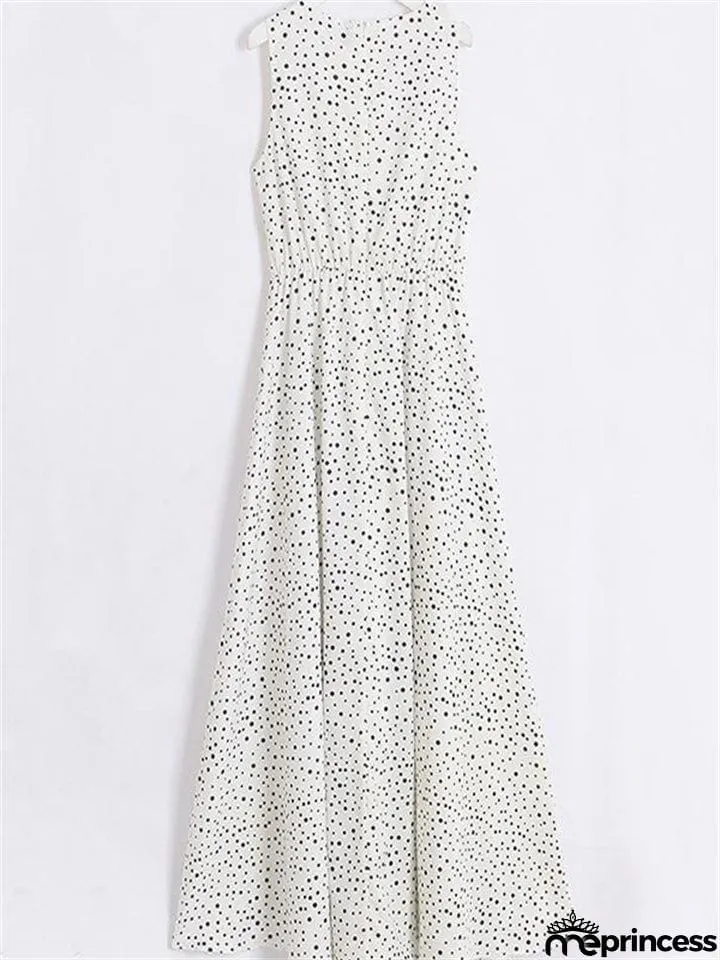Bohemian V Neck Polka Dot Desert Flowy Dress for Women
