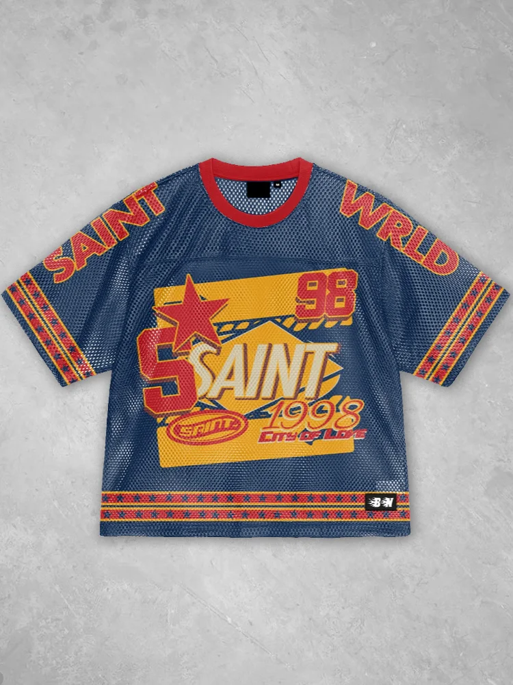 Vintage Western Vintage Denim Color Mesh Jersey