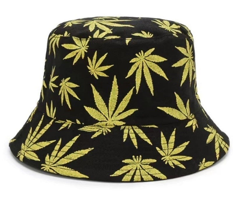 Women’s Minimalist Leaves Printing Wide Eaves Bucket Hat