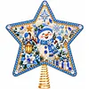 DIY Diamond Painting Christmas Tree Topper Star, Acrylic Holiday Tree Top Decoration with Spring Base, Removable Tabletop Christmas Decor
