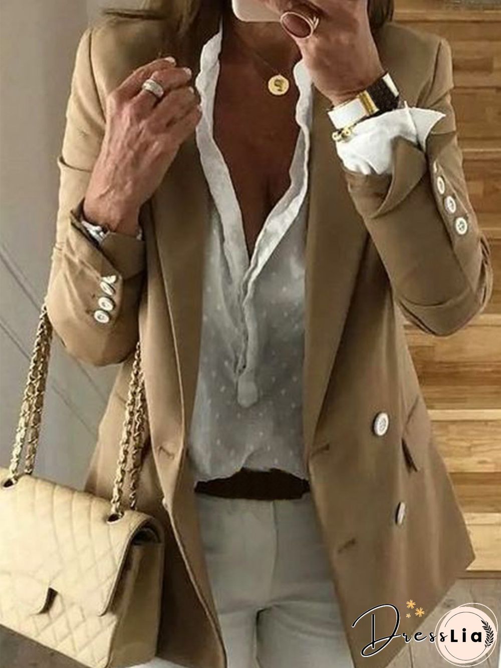 Casual Long Sleeve Outwears Blazer