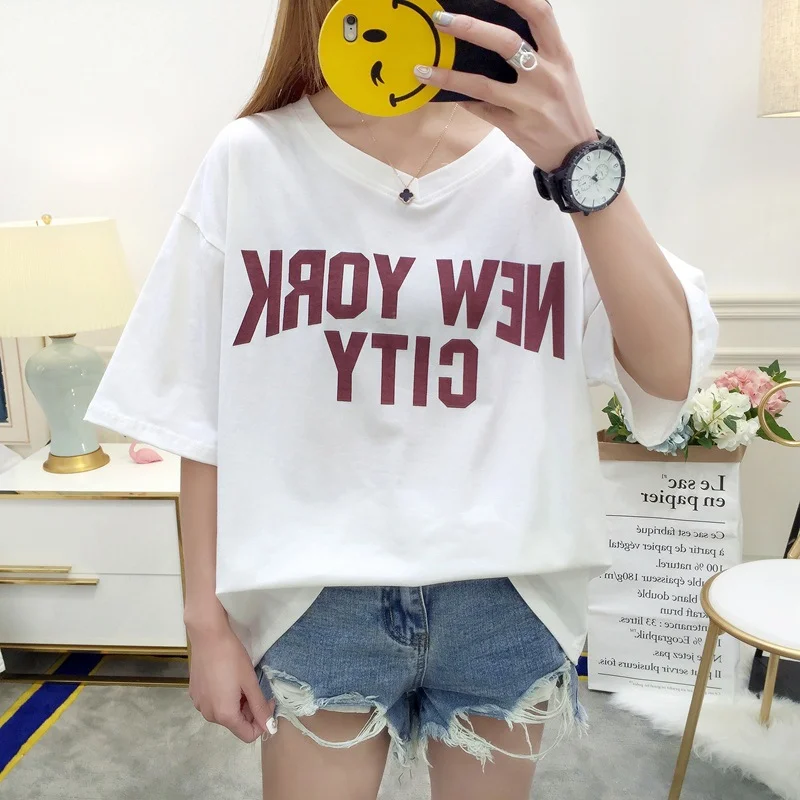 Brownm Brownm Top Female 2024 Summer Korean Version Loose Ins Hong Kong Wind White Short-Sleeved Big T-Shirt Web Celebrity Half Sleeve Student