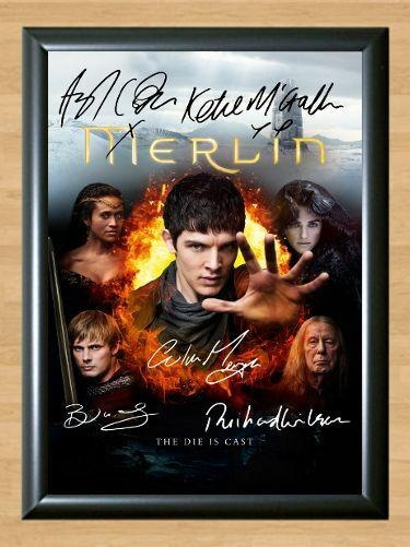 Merlin Cast Bradley James Colin Morgan Signed Autographed Photo Poster painting Poster Print Memorabilia A3 Size 11.7x16.5