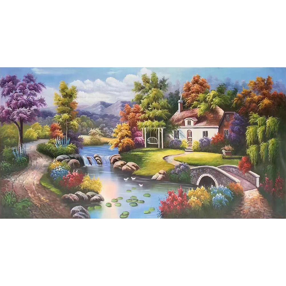 

85*45CM-Round Drill Diamond Painting-Stream Village, 501 Original