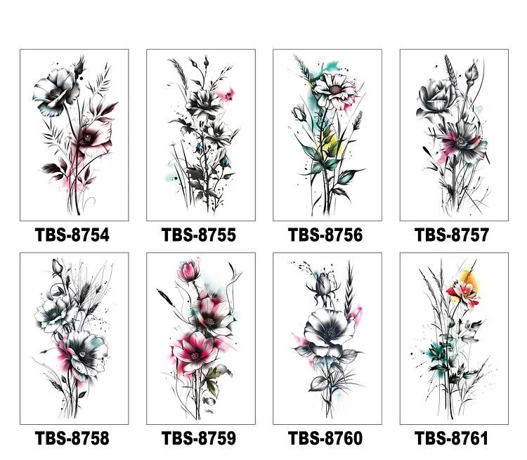 8 Sheets Art Waterproof Half Arm Temporary Tatto