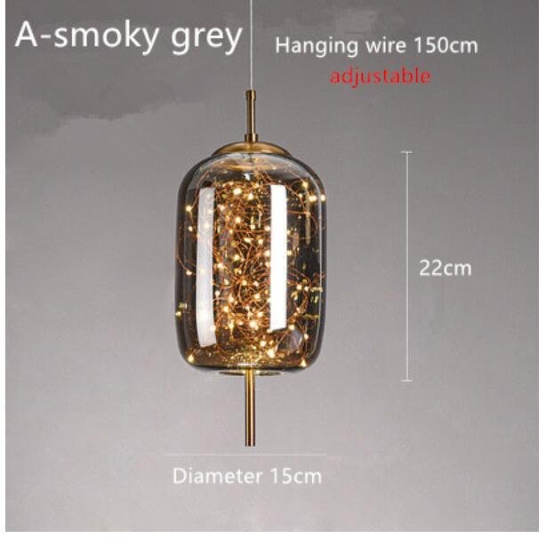 Nordic Network Red Bedside Pendant Light Luxury Long Line Personality Art Mantianxing Hotel Bar Glass Pendant