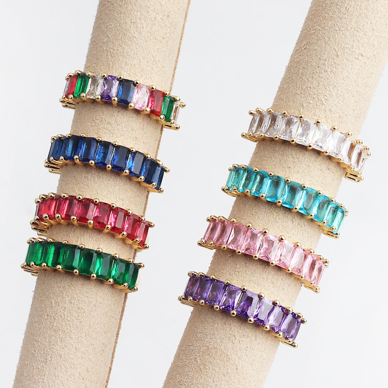 Minimalist Women Diamond Metal Geometric Zircon Rings