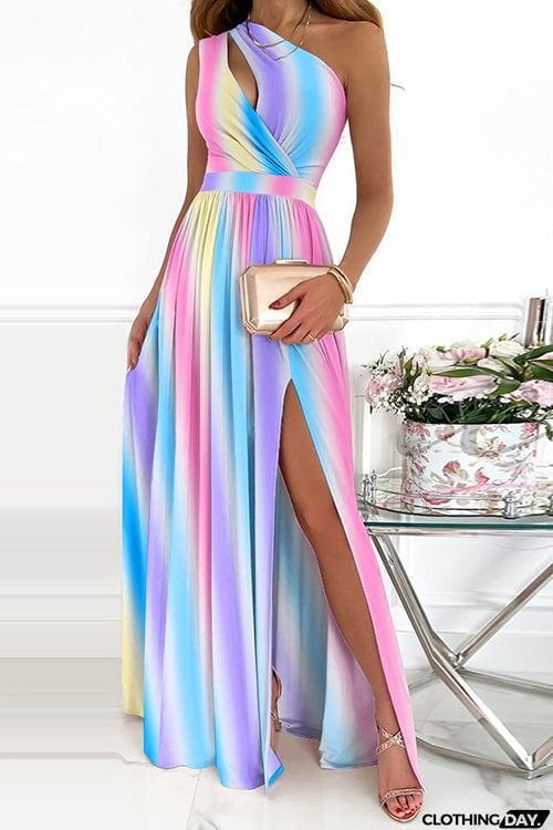 Cut Out One Shoulder Maxi Dress
