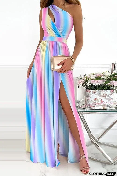 Cut Out One Shoulder Maxi Dress