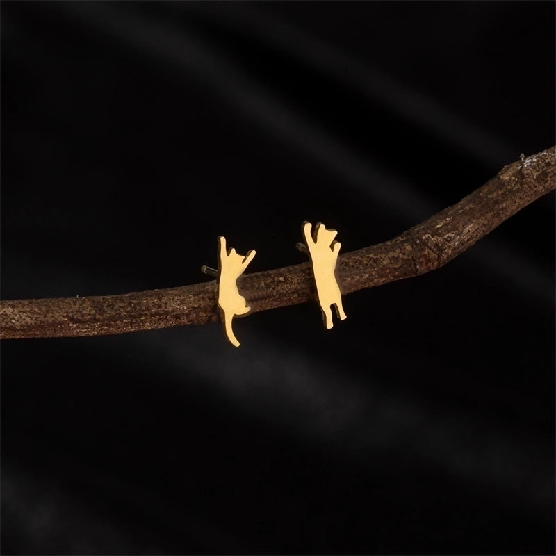 1 Pair Cute Basic Sweet Animal Cat Polishing Plating 304 Stainless Steel 18K Gold Plated Ear Studs