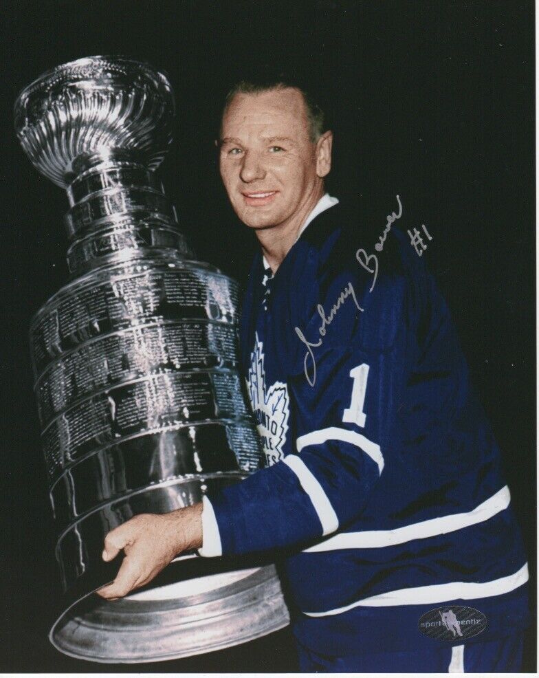 Toronto Maple Leafs Johnny Bower Stanley Cup Signed Autographed 8x10 Photo Poster painting COA