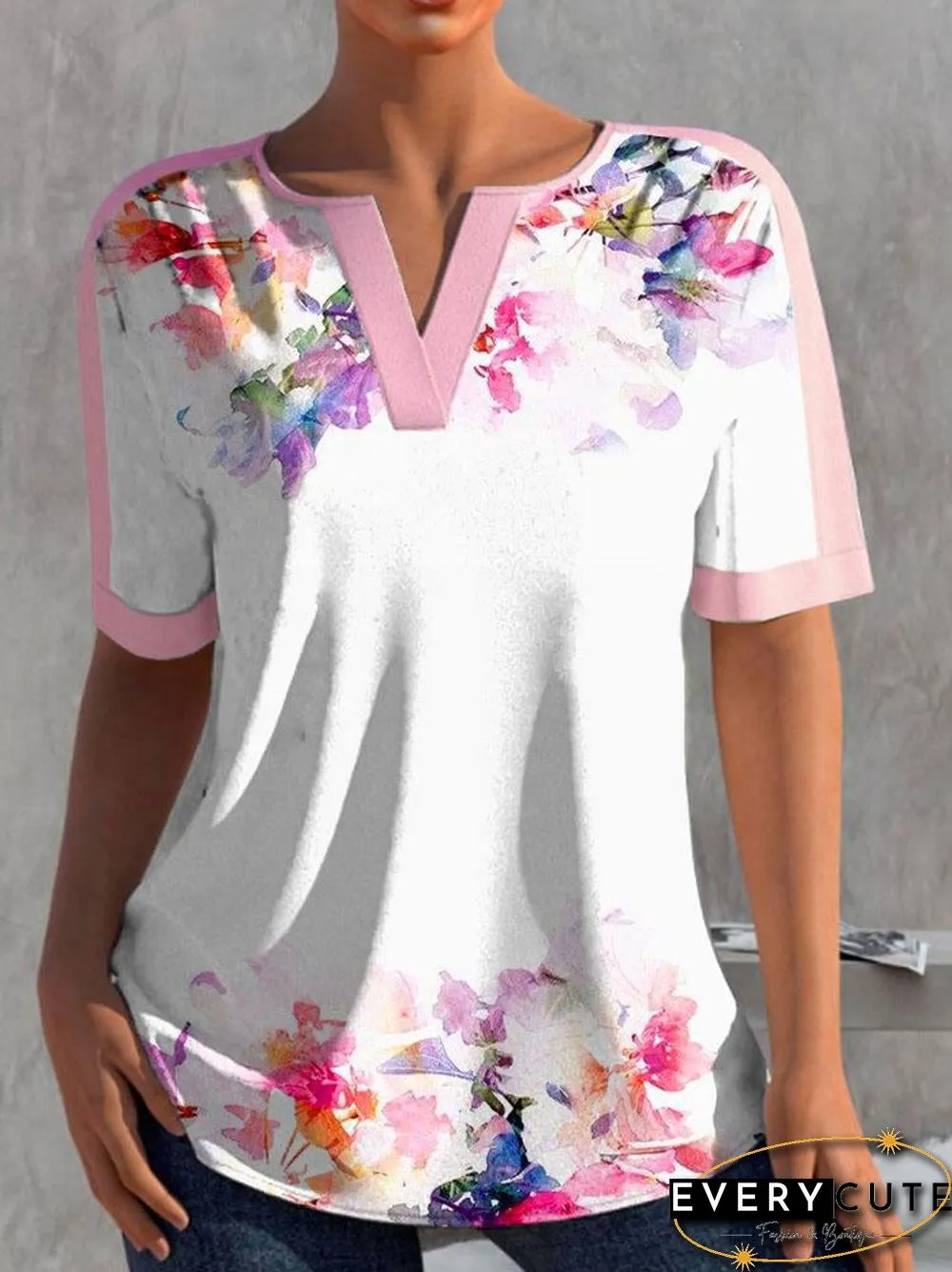 Colorful Flower Printed T-Shirt