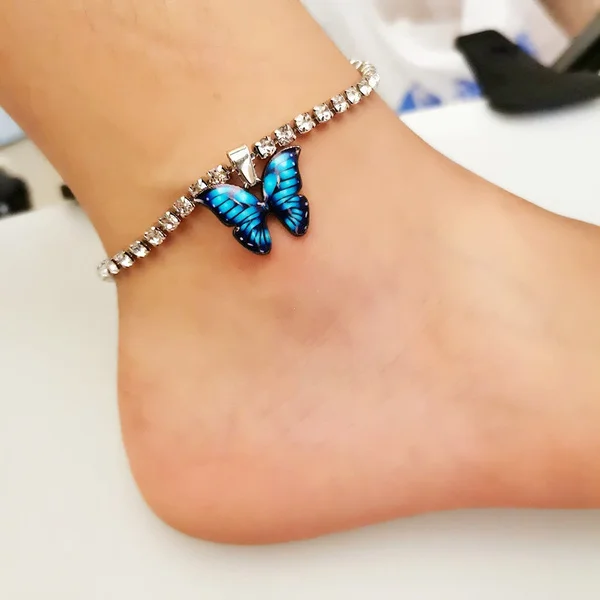 8 Style Butterfly Pendant Anklet for Women Beach Foot Jewelry Crystal Chain Anklets Bracelet Fashion Party Summer Jewelry