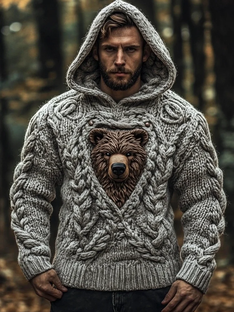 VChics Viking Bear Totem Men's Hooded Sweater