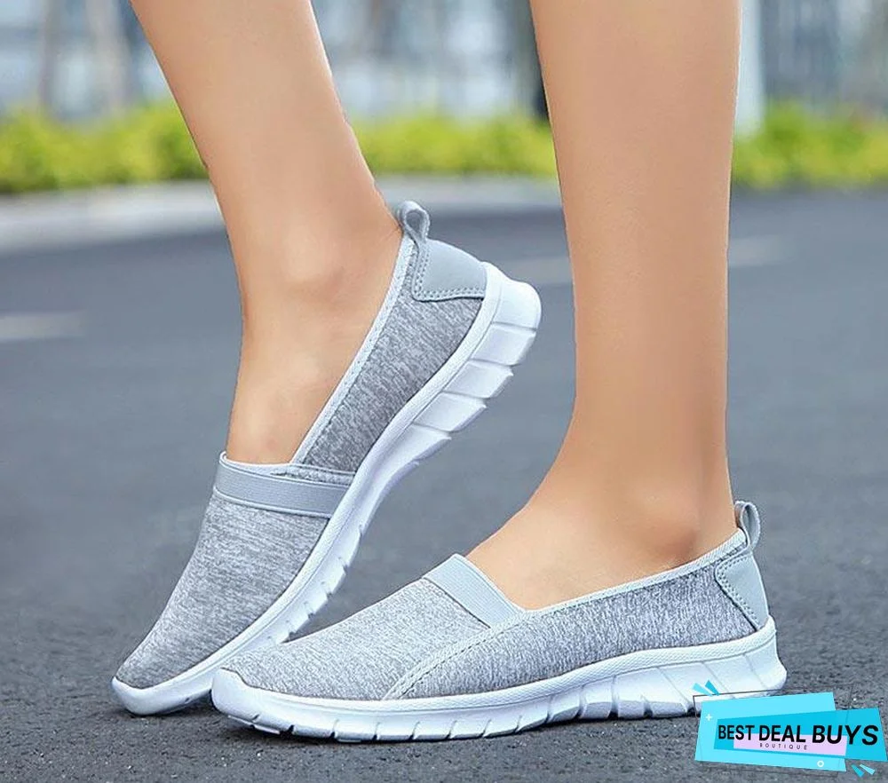 Women Slip On Loafers Plus Size Breathable Mesh Ballet Sneakers Flat Shoes