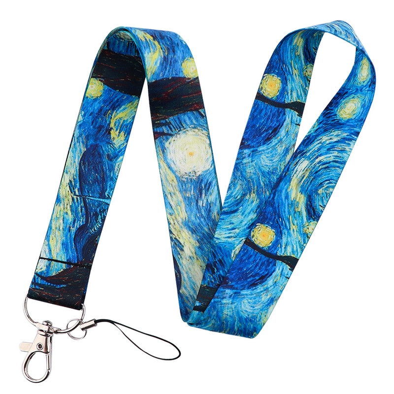 Art Style Van Gogh Lanyard Card Cover Student School Card Bus Pass Shuttle Card Access Control Card Double-sided Printed Mobile Phone Strap