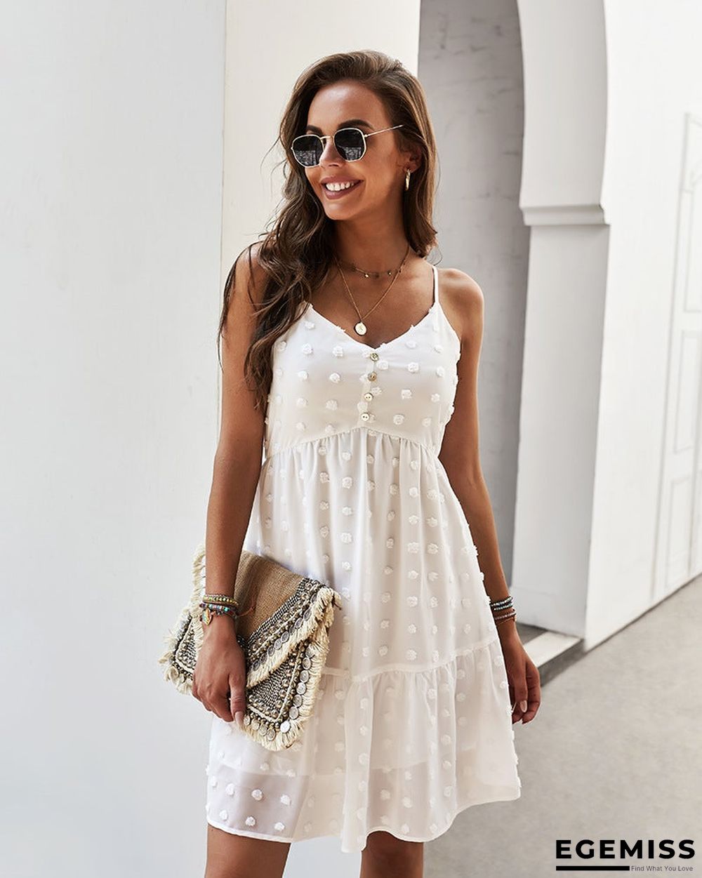 Women's Suspender Dress V-neck Sexy Casual Skirt Swing Skirt | EGEMISS