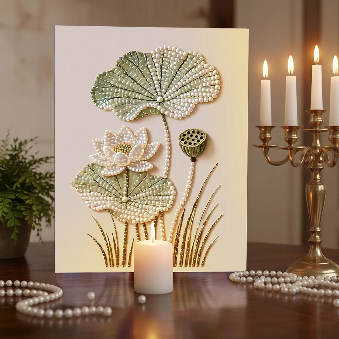 Lotus - DIY Pearl Diamond Art Kit With Frame 40*50cm