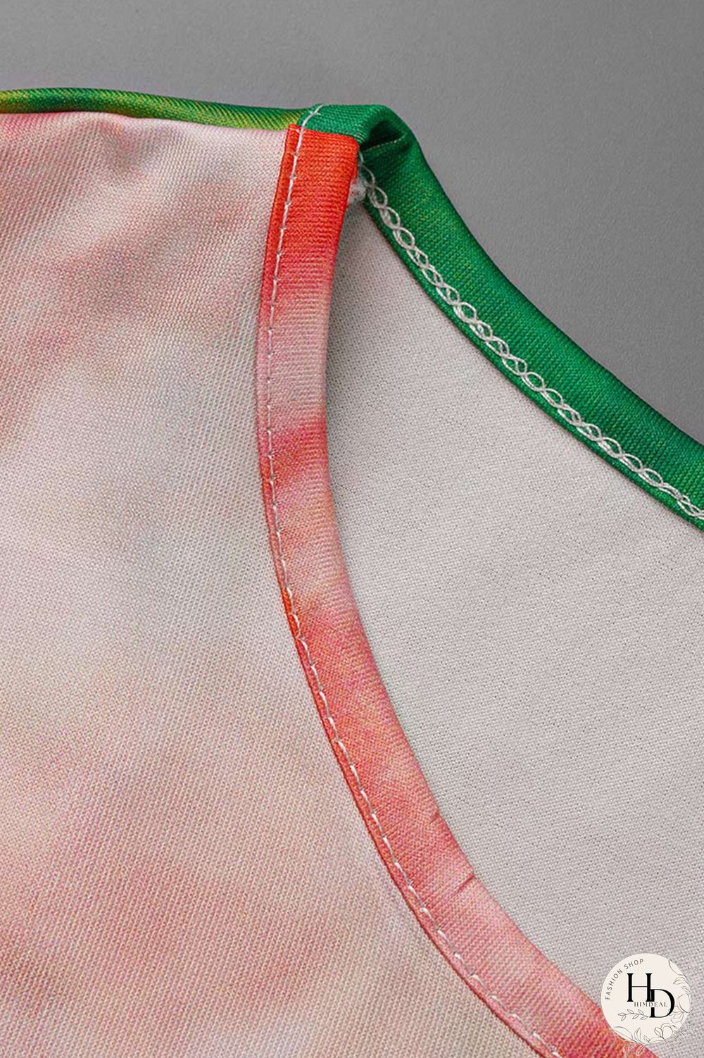 Orange Green Fashion Casual Letter Print Tie-dye O Neck Short Sleeve Dress Dresses