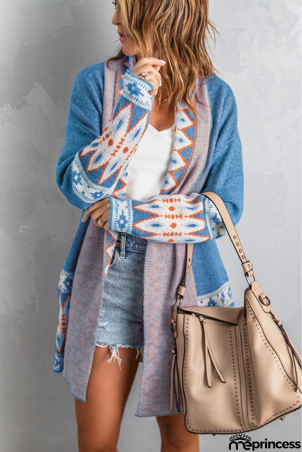 Blue Aztec Print Cardigan