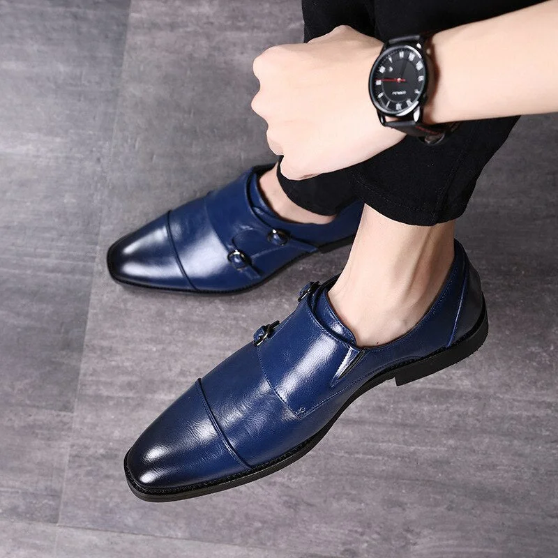 Men's Dress Shoes Formal Men Monk Shoes Oxford Shoes For Men Wedding Dress Brand Leather Double Buckles Shoes big size