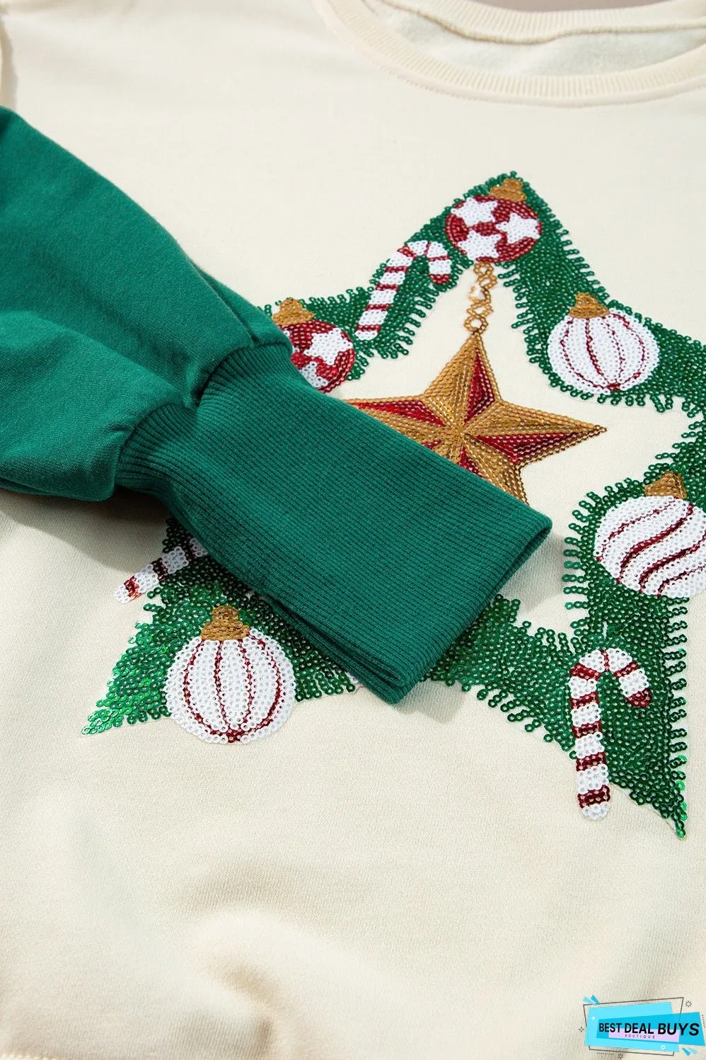 Color Block Star Side Slit Lantern Sleeve Sweatshirt