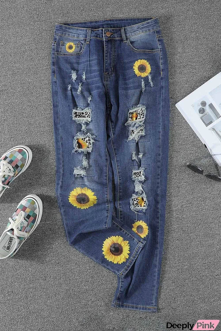 Distressed High Waist Jeans