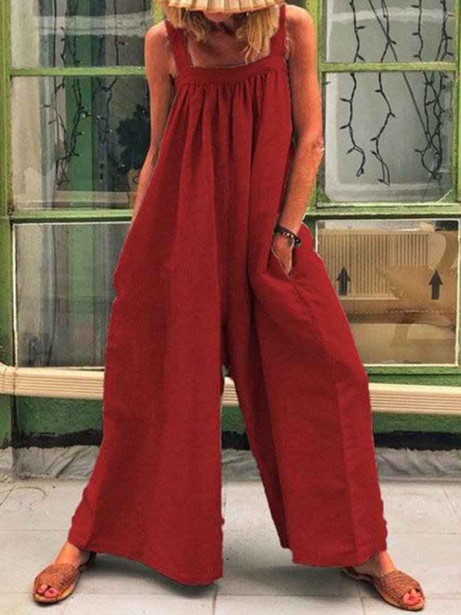 Fashion Pockets Sleeveless Shift Holiday Jumpsuit