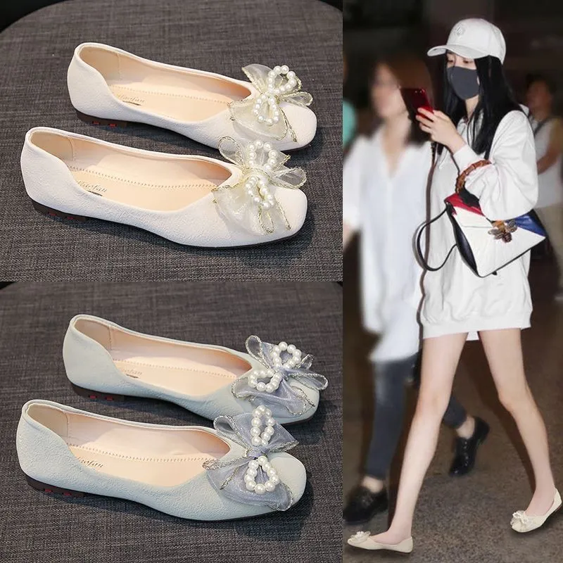 Churchf Churchf New Evening Wind Wind Bow Bean Bean Shoes Women's Fashion Single Shoes Flat Sole Soft Sole Grandmother Shoes Pedal