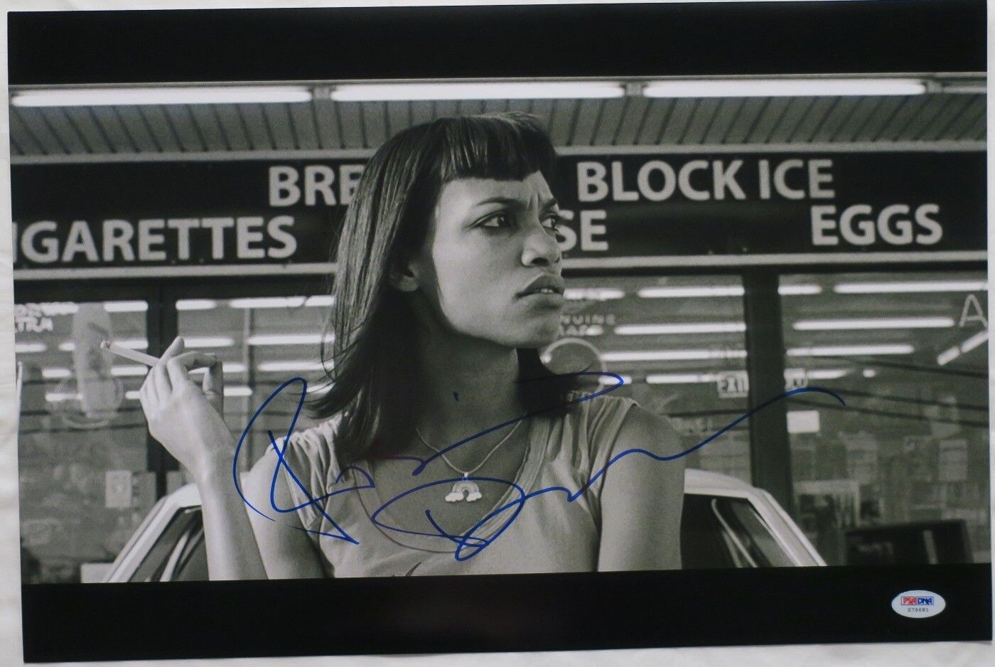 Rosario Dawson Signed Death Proof Authentic Auto 12x18 Photo Poster painting PSA/DNA #Z79681