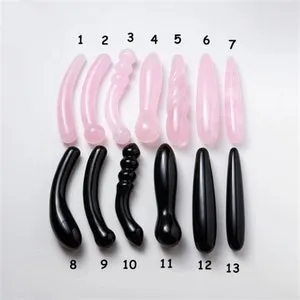 1pc Natural Rose Quartz/Obsidian Dildo Massager Crystal Massager Sex Toys  Crystal Healing