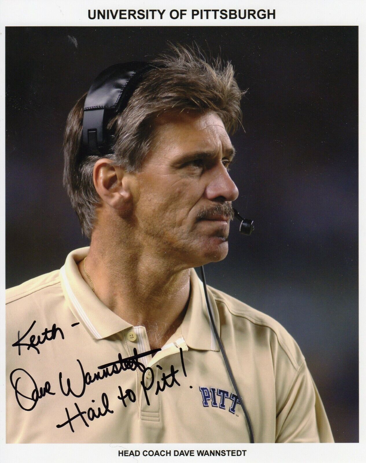 DAVE WANNSTEDT AUTOGRAPH, AMERICAN FOOTBALL, PITTSBURGH