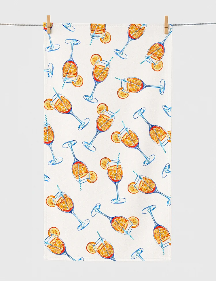 Aperol Spritz Trio Watercolor Beach Towel
