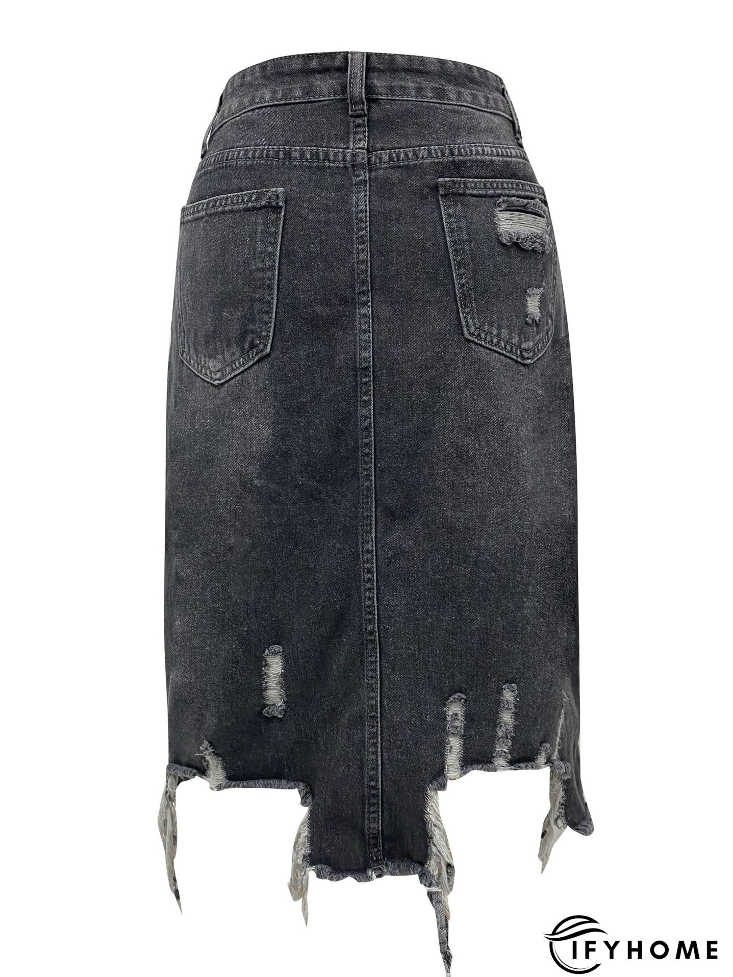 Spring Summer Women's High Waist Front Slit Denim Long Skirt | IFYHOME