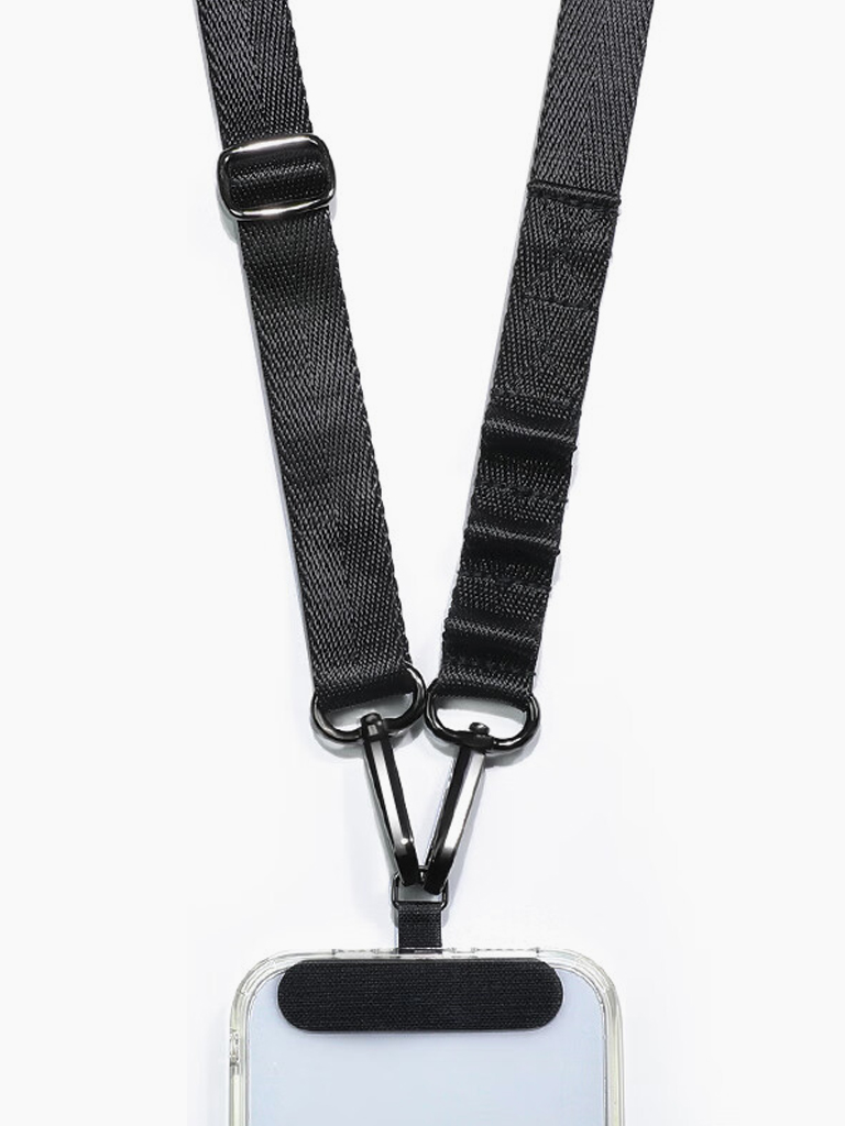 Fashionable retractable lanyard Crossbody with hanging holes Phone Chain | Black Phone Charm 