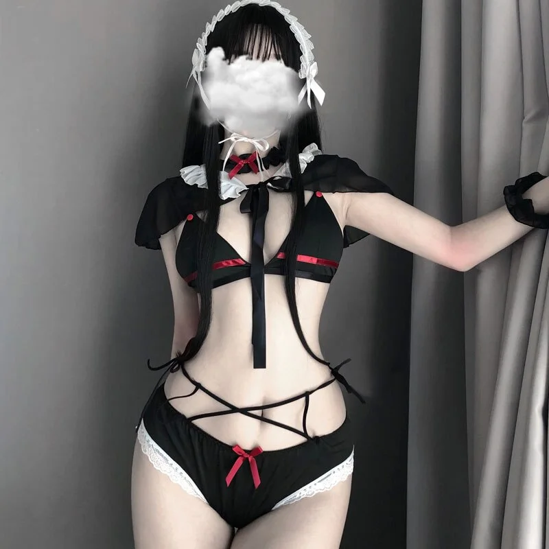 Billionm OJBK New Sexy Japanese Cute Maid Uniform Temptation Women Kawaii Sex Lace Bowknot Intimate Underwear Female Erotic Lingerie