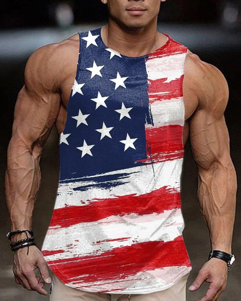 Men's Flag Printed Casual Vest