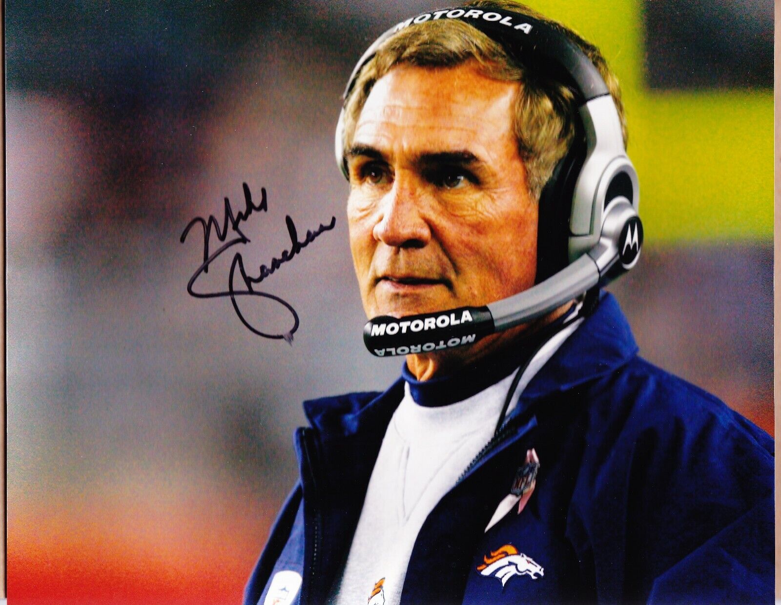 Mike Shanahan signed 8x10 color Denver Broncos Coach's Photo Poster painting