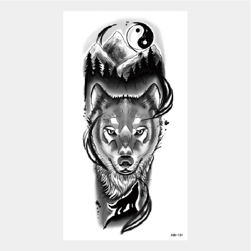 Sdrawing Tattoo Stickers Animal Tatoo Sticker Flying Dragon Wolf Head Tiger Dream Catcher Fake Tatto Body Art Makeup Stickers