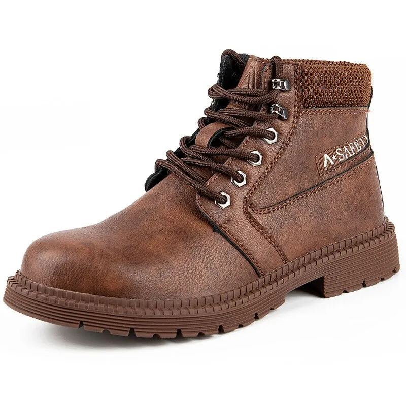 Leather Work & Safety Boots Men Chelsea Boots Indestructible Male Work Shoes Men Winter Boots Safety Shoes Men Steel Toe Shoes