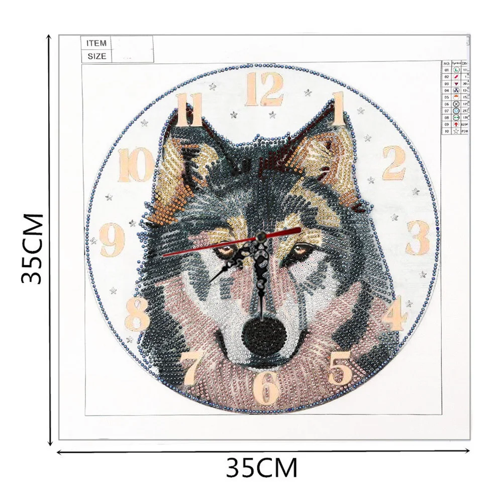 DIY Crystal Rhinestone Diamond Painting Wolf Clock(35*35cm)