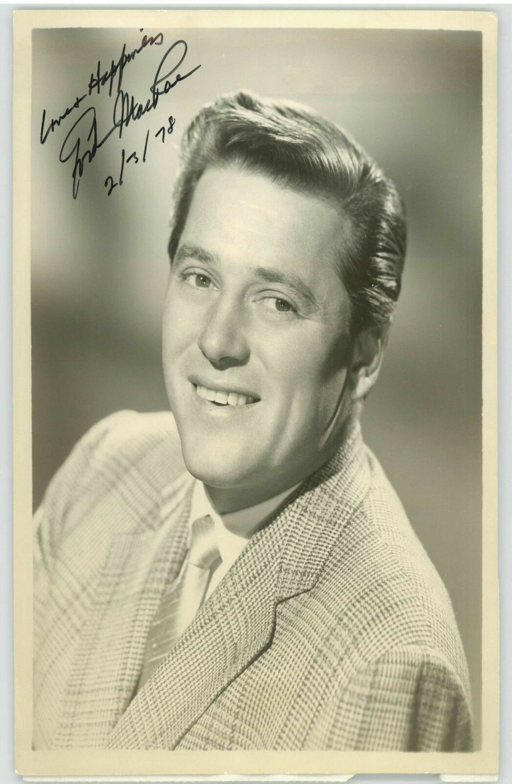 GORDON MACRAE (DECEASED) SIGNED 7x9 WITH NBC PROMO SHEET 2/23/56 SA #P41663