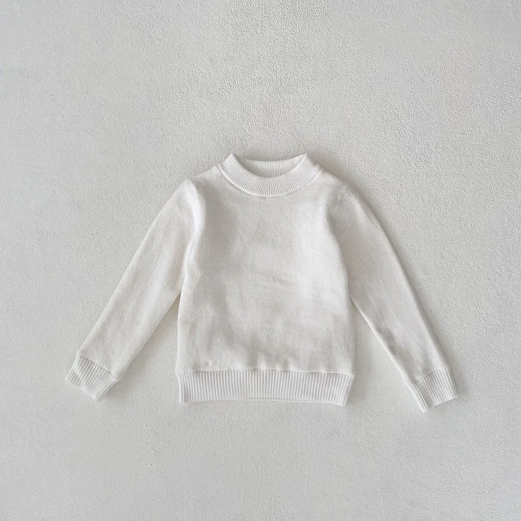 Toddler Solid Color Fleece Lined High Collar Sweater